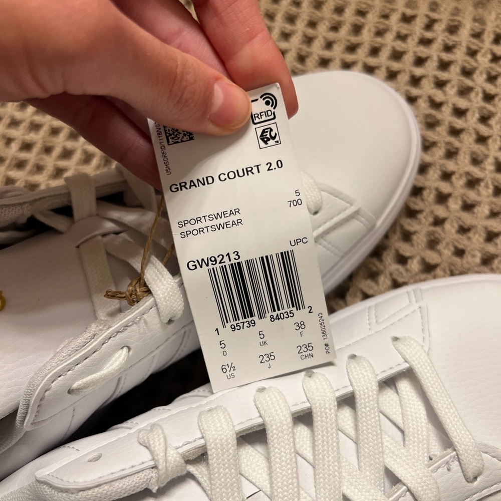 adidas White Grand Court 2.0 Sneakers with Gold Accent - Picture 4 of 12